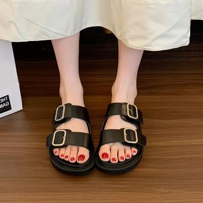 Fashion Women's Slippers Summer 2025 Fashion Open Toe Belt Buckle Outdoor Shoes for Women Classic Best Seller Comfortable Flat Slippers