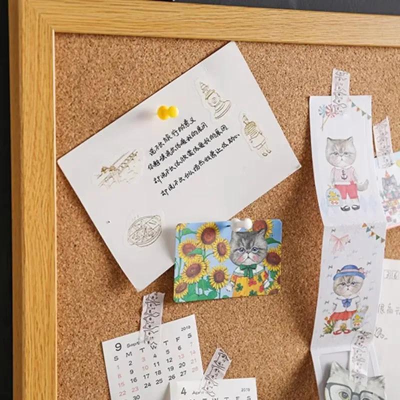 Cork Display Panel Retro Frame Cork Message Board Wood Memo Decorative Household Photo Wall Background Office School Home Decor