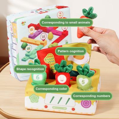 Montessori Toys Baby Pull Carrot Plush Toy Number Shape Color Matching Game Toys 0-3 Baby Educational Toy For Kid Gifts