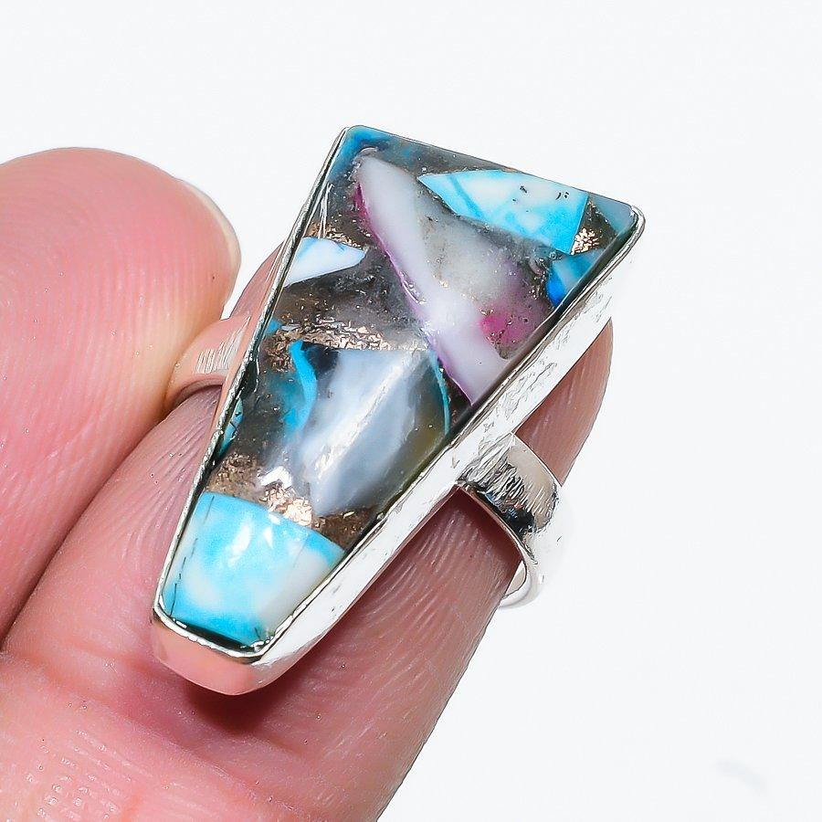 

Natural Spiny Oyster Gemstone Handmade 925 Sterling Silver Ring Size 7 E0i89