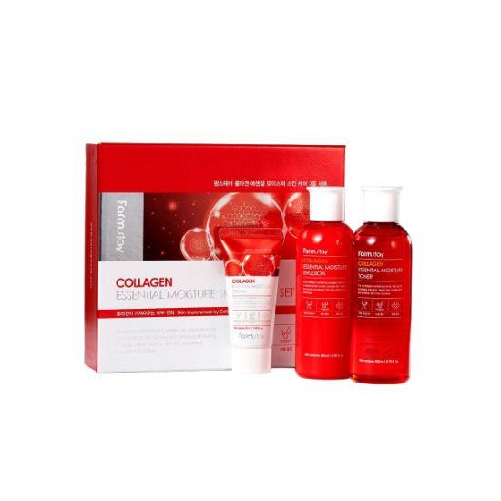 

Farmstay Collagen Essential Moisture Skincare Set Hydrating & Firming 3-Piece Set (Toner 200ml + Emulsion 200ml + Cream 50ml)
