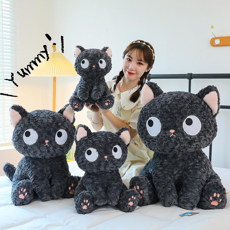 Black cat doll throw pillow kitten pet plush toy girl doll gift machine doll