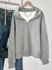 2025 Spring/Autumn Plus Size Women's Solid Zip Lapel Sweatshirt