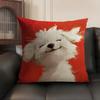 Dog Cute Cushion Cover Natural Linen Organic Fabric Double-Sided Printing Sofa Home Decor Gift Pillow Case