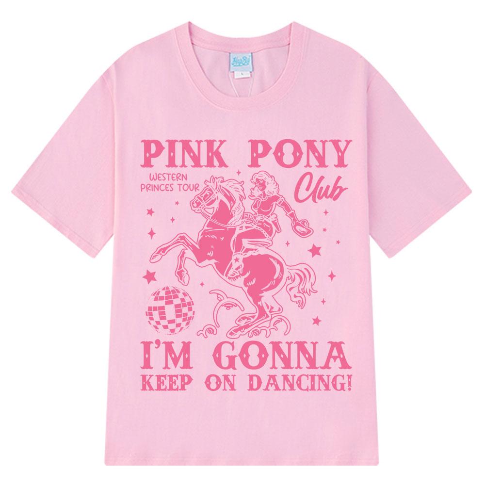 Pink Pony Club Fashion Print T-shirt Summer Short-sleeved 100% Cotton Casual T-shirts Man Woman Aesthetic Trendy Loose T-shirts
