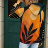 Women Plus Size Wave Printed White Long Sleeve Drawstring Hoodie Pullover With Kangaroo Pocket