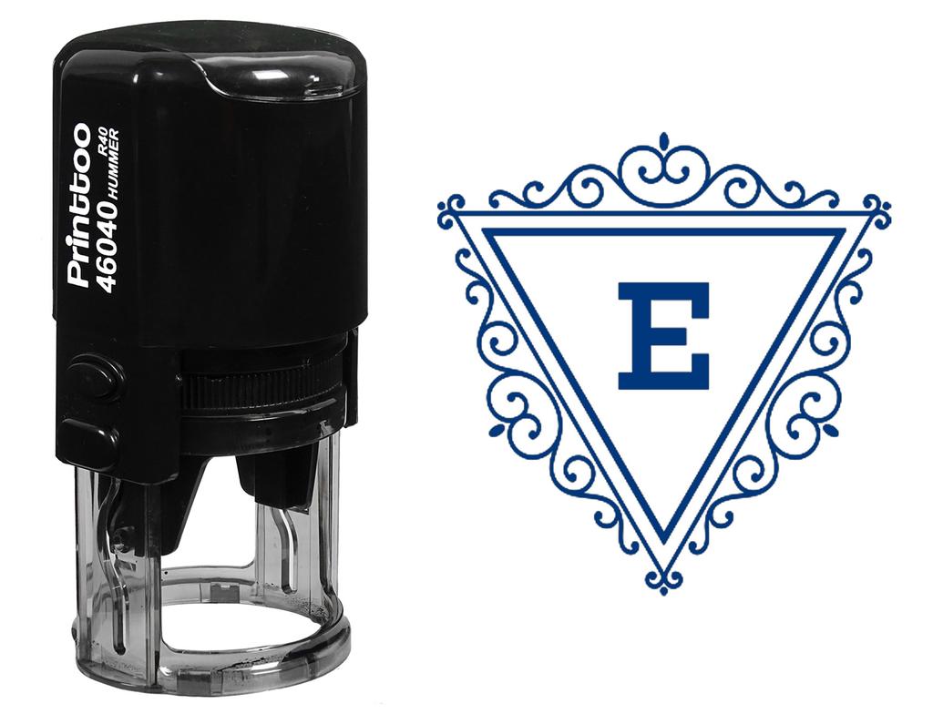 Printtoo Swirl Border Triangle E Alphabet Monogram Initial Self Inking Rubber Stamp R-40 Office