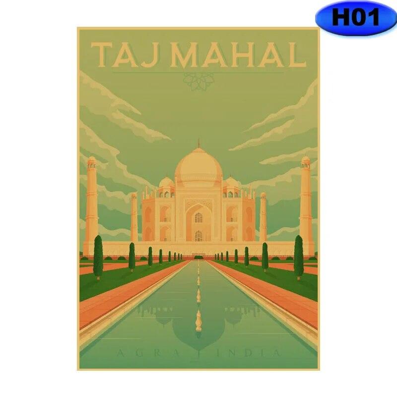 

Современный домашний декор, винтажный постер с изображением городов и путешествий, крафт-бумага с принтом, пейзажные постеры для гостиной, исследование, художественная живопись 30x21cm
