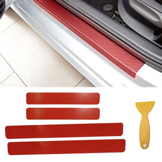 4D Carbon Fiber Car Auto Anti-Scratch Door Sill Plate Scuff Sticker Protector Tool