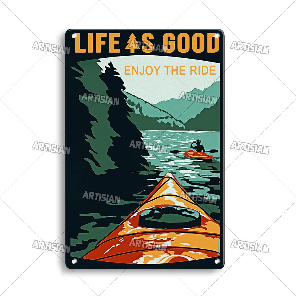 Artisian Rowing Metal Sign Surfing Tin Poster Kayaking Sport Decorative Plate Wall Decor Garage Bar Pub Club Hotel Cafe Kitchen