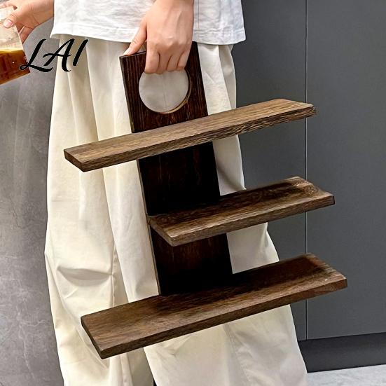 Stable Wooden Organizer Three Layers Coffee Cup Storage Rack Durable Countertop Multi Layer Organizer Space Saving Display Stand for Kitchen Mug