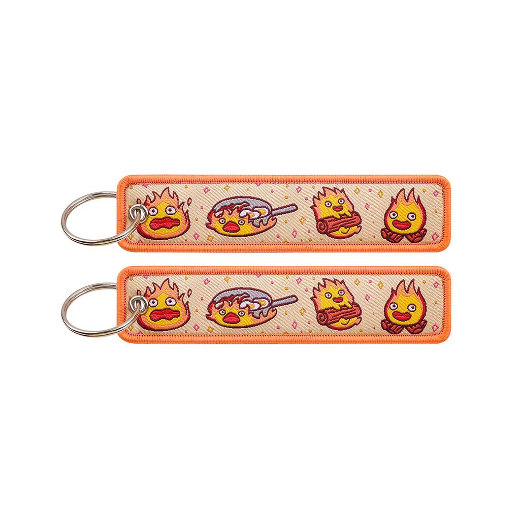 Anime Movie Embroidery Key Fobs White Dragon Key Tags Keychains for Motorcycles Cars Keyring Cosplay Accessories Fans Gifts