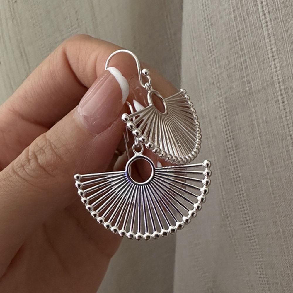 

925 Silver Earrings For Women Trendy Simple Fan Shape Earring Jewelry Prevent Allergy Party Christmas Accessories