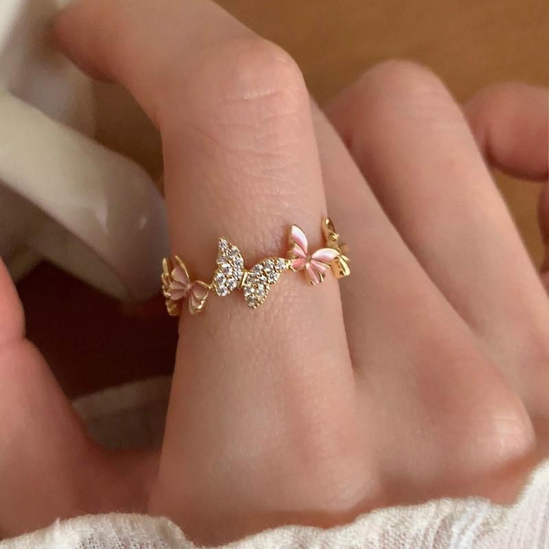 Unique High-end Copper Butterfly Ring For Women Stylish Adjustable Finger Accessory