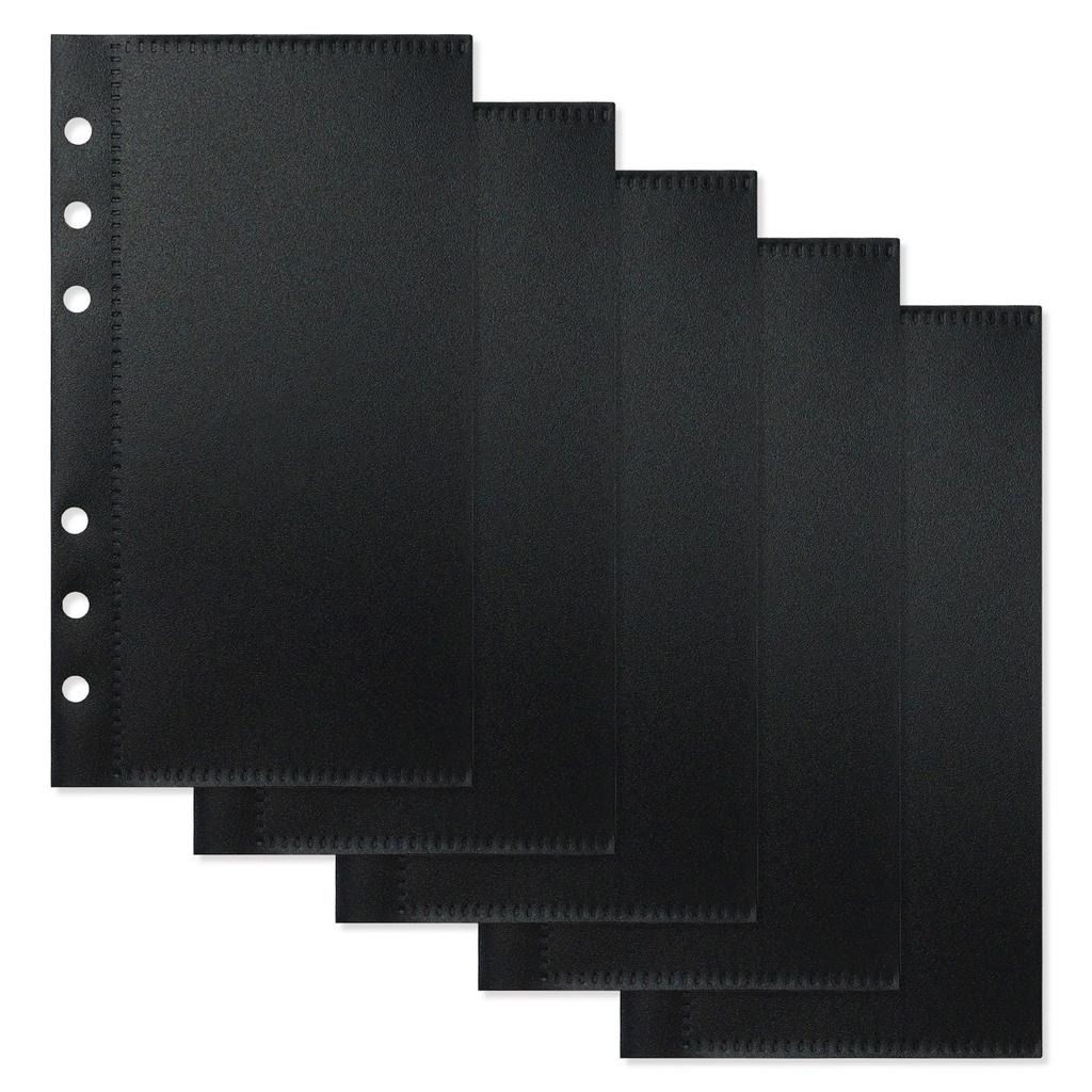 A6 5Pcs Colorful Binder Pockets Binder Zipper Folders for 6Ring Notebook Divider Page Waterproof PVC Leaf Document Filing Bag