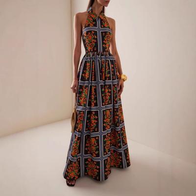 Women's Summer Sexy Halter Lapel Print Halter Dress