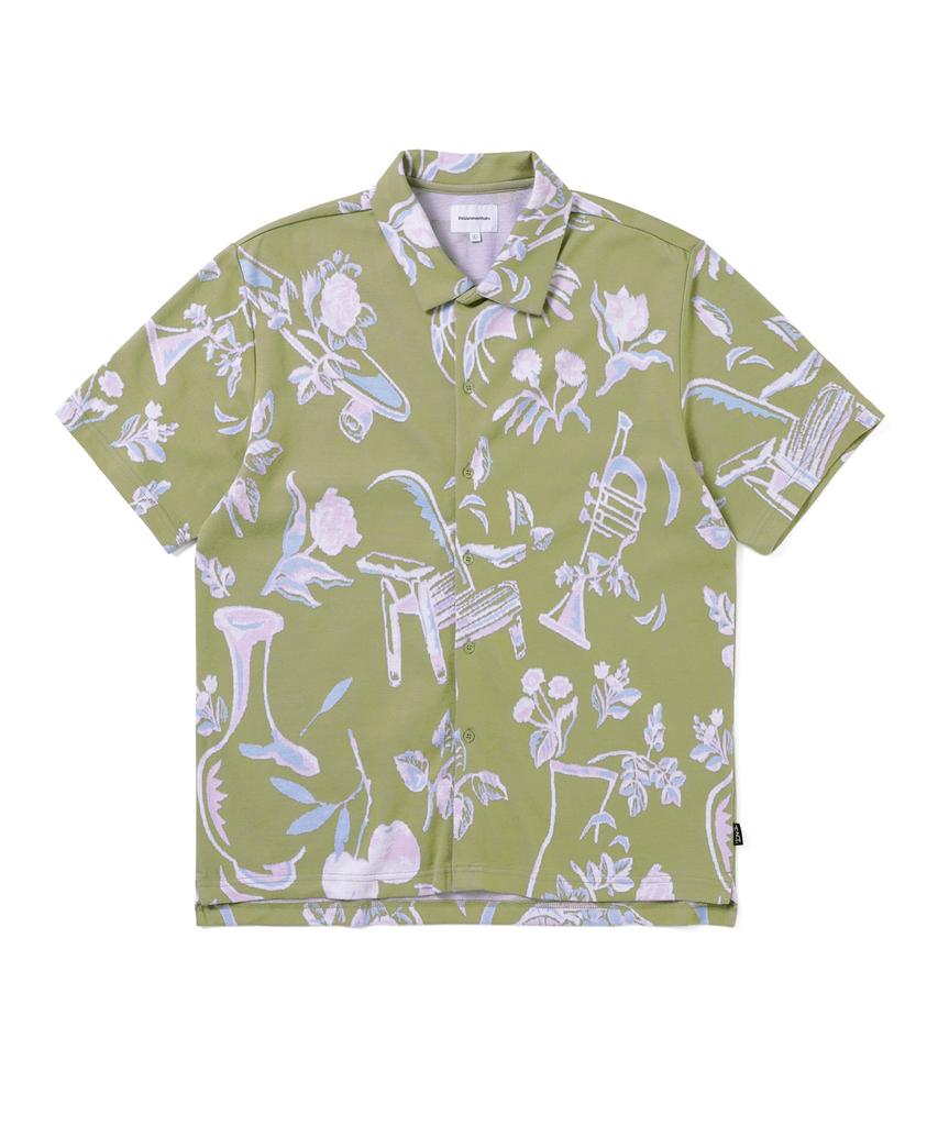 THISISNEVERTHAT Object Jacquard Button Up Top Green