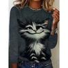 Two Cute Cat Patterns Graphic 3d Print T-Shirt Women's Long Sleeve T-shirt Women Clothing Top Fashion Casual Oversized Tops Tees