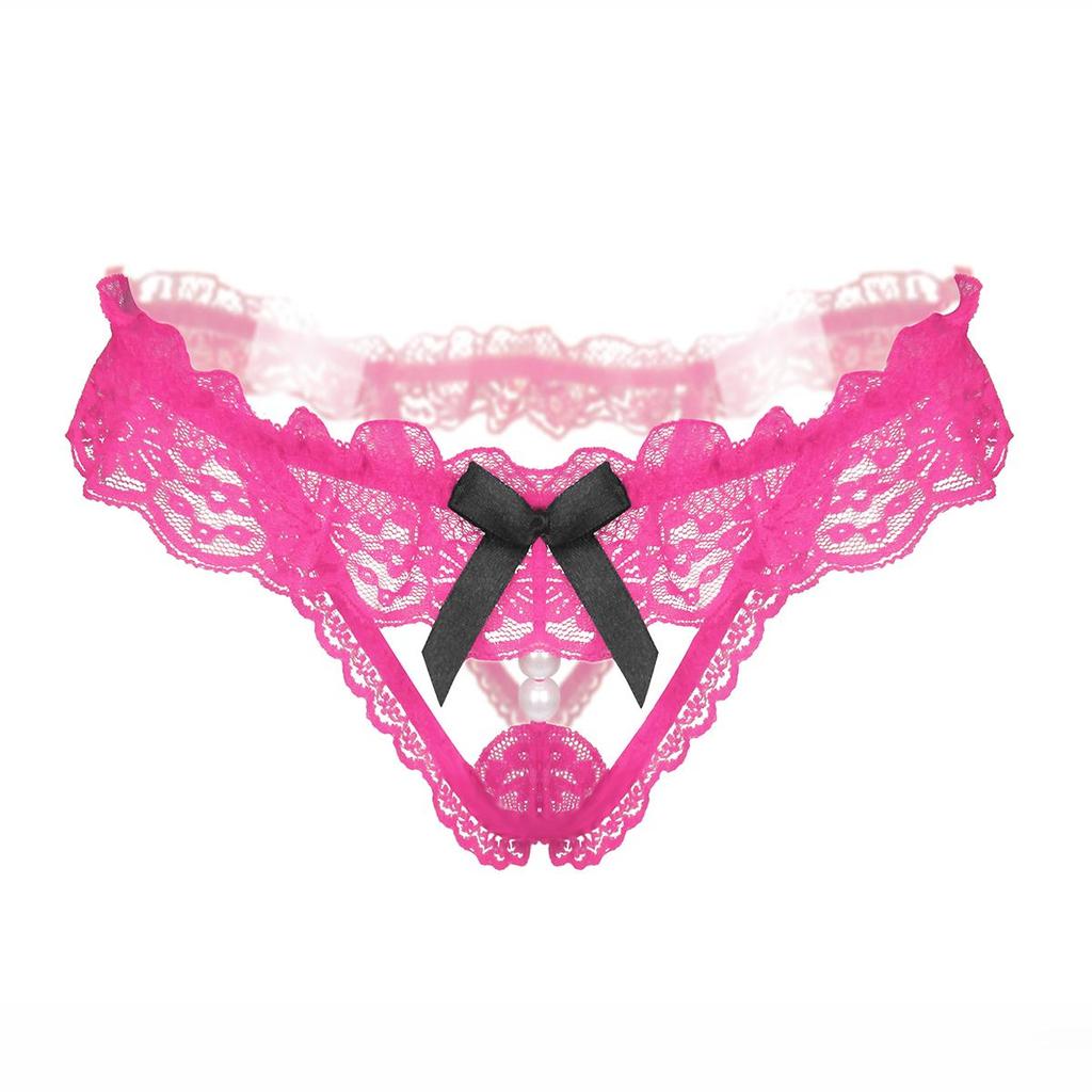 Female Underwear Lace Seamless Thongs Women's Pants Sexy Pearl G-String  Women Crotchless Breathable Sleepwear