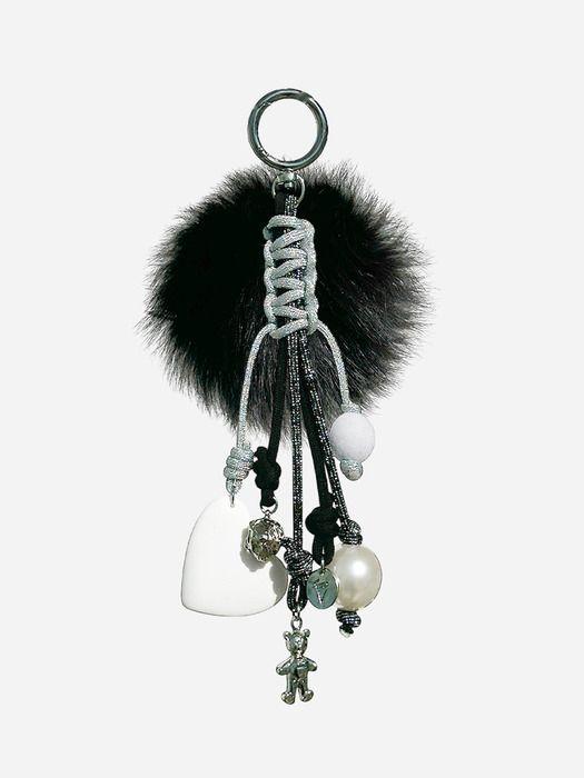 VERRYTASTE Multi Weaving Fur Keyring - Black Fur