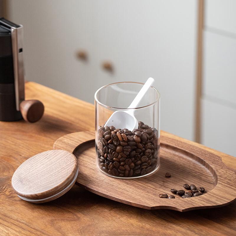 TLXT Wooden Lid Glass Storage Jar