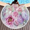 Botanical Peony Floral Round Beach Towel,Microfiber Sand Resistant Beach Blanket,Soft Absorbent Quick Dry Pool Towel Picnic Mat