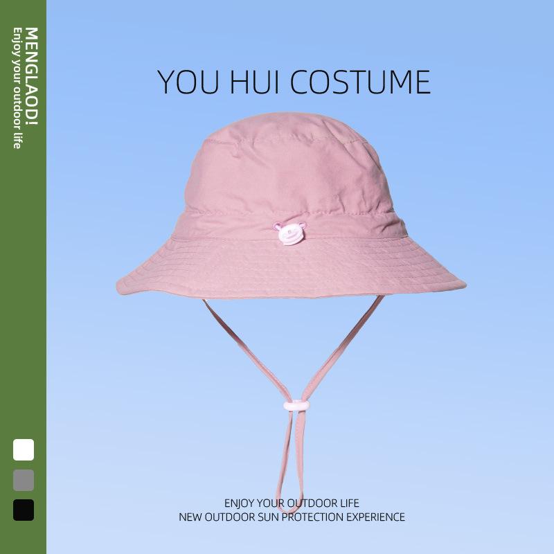 Barn enfärgad bucket hat sommar stor brätte UV-skydd solhatt söt baby mode mångsidig strandhatt