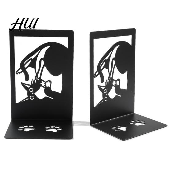 Bookends 1 Pair Metal Cat Book Ends, Cute for Shelves, Decorative Artistic Bookend Heavy Duty Support Stopper Home Office Desk Bookshelf Decor Easy To