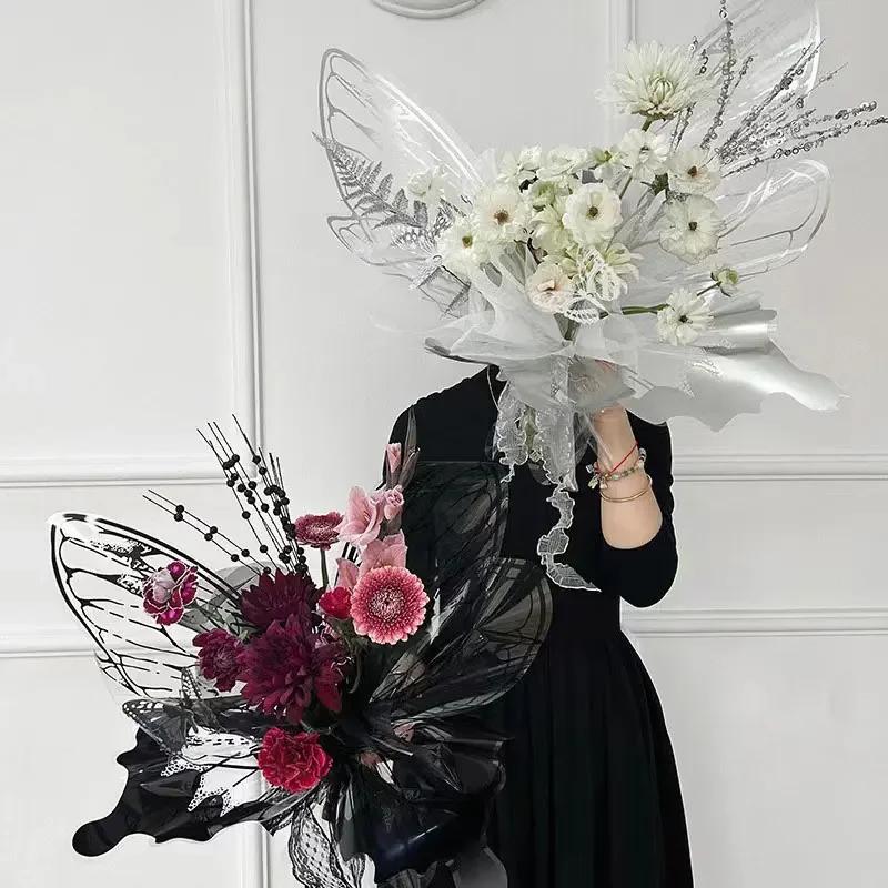 20Sets(40pcs) DIY Butterfly Bouquet Wrapping Paper Gift Packaging Wing Shaped Paper for Birthday Parties Wedding Decorations