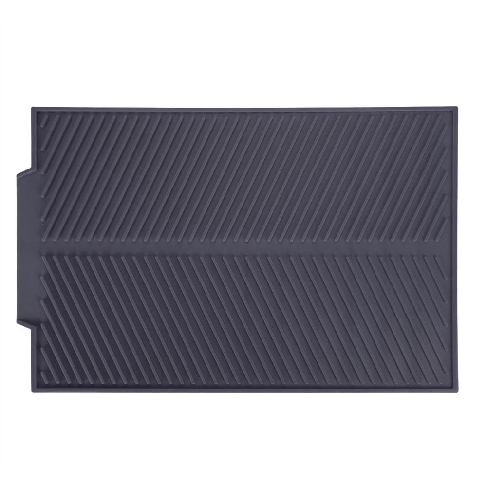 Green Grey Dish Drying Mat Silicone Drain Mat Durable Drain Tray Kitchen Counter Sink