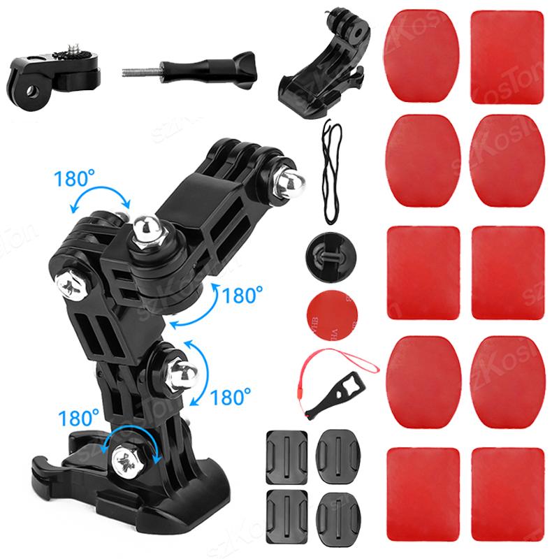 Motorcycle Helmet Chin Mount Kit for GoPro Hero 8 9 10 11 12 13 DJI OSMO Action 3 4 5 Camera with Adhesive Pads and J Hook Mount
