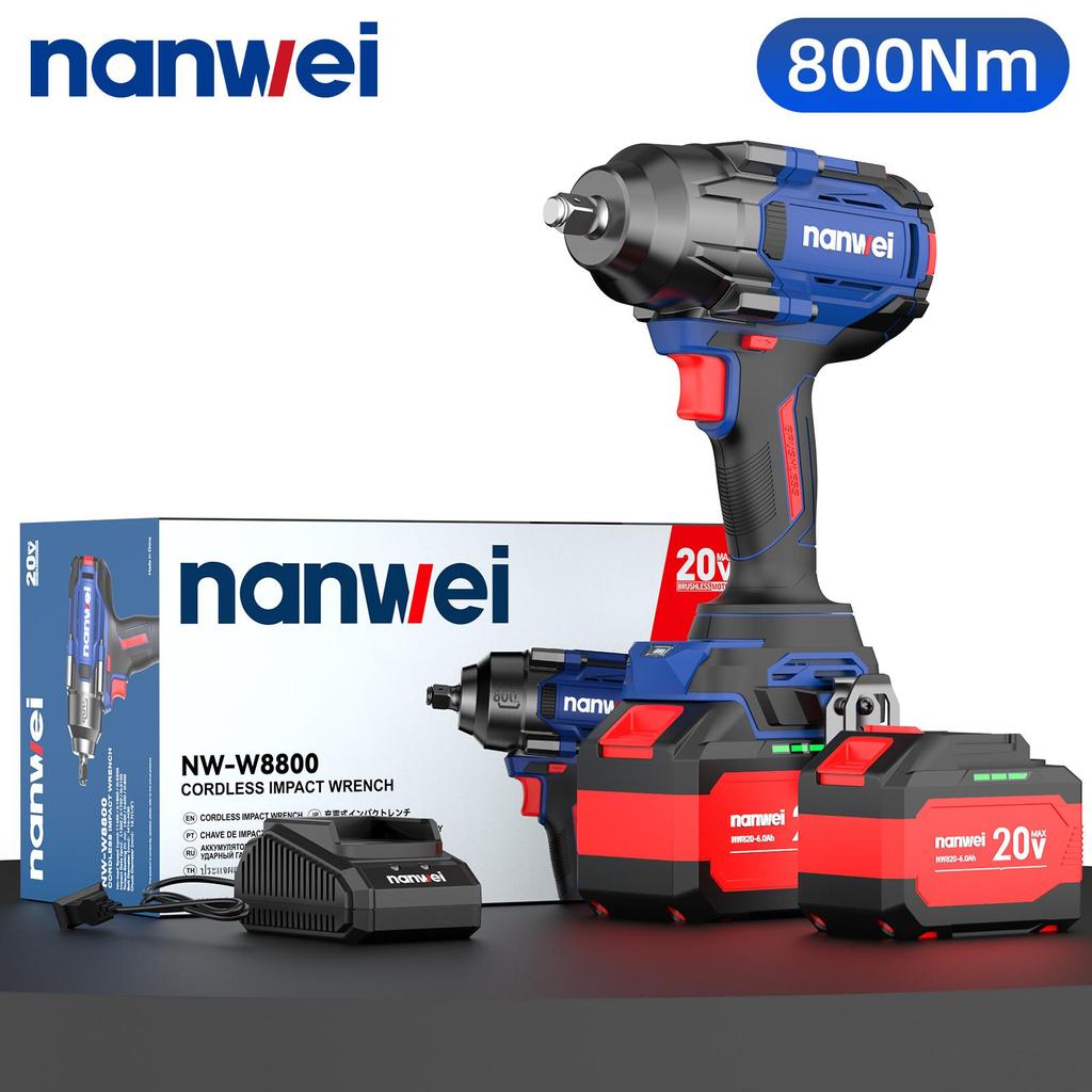 NANWEI 800N Electric Impact Wrench, Size 1/2, Adjustable Torque 500N/600N/800N