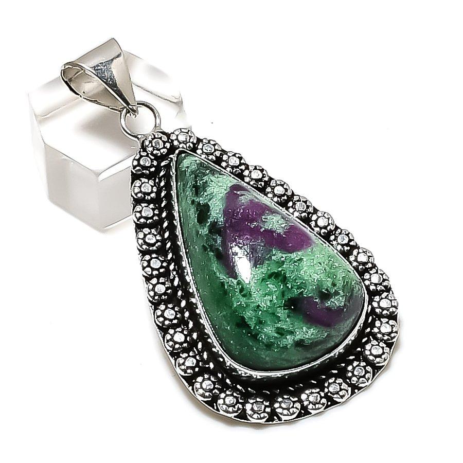 Natural Ruby Zosite Gemstone Handmade 925 Sterling Silver Pendant 2.29  ETC-14210