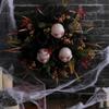 Halloween Skull Wreath Front Door Wreath Artificial Wreath for Front Door Farmhouses Wedding Halloween Decorations