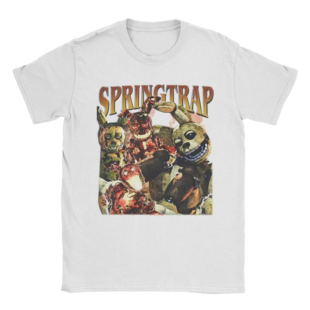 Springtrap Freddyed Bonnie Spel T-shirts Herr 100% Bomull Vintage T-shirt Rund Hals T-shirts Kortärmad Kläder Unik