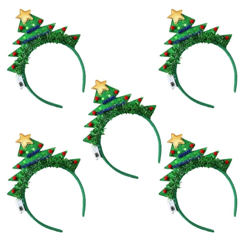 Flashing Christmas Headband with Built-in LED Light New Year Headgear Festive Hair Accessories for Holiday Parties