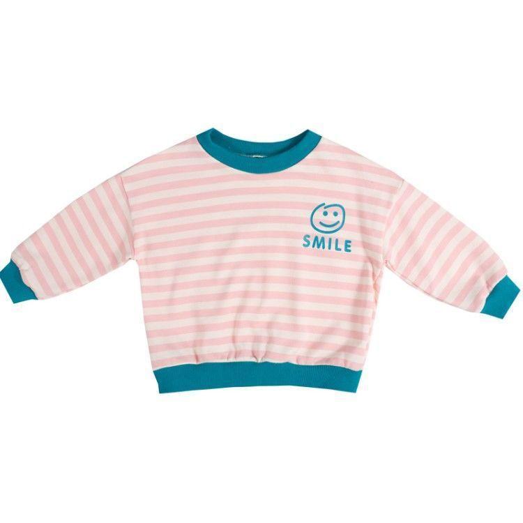 Girls Long Sleeve Striped Lightweight Base Layer Top for Spring Autumn