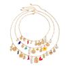 Style Design Multi-Layer Love Flower Tag Necklace, Creative Pepper Imitation Pearl Stacking Necklace