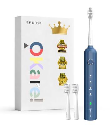 Epeios Sonic Electric Toothbrush, 2 Brush Heads, IPX7 Waterproof, Type-C Rechargeable, 180-Day Use, OKare! ET003, Best Buy of 2025 (4th Consecutive Ye