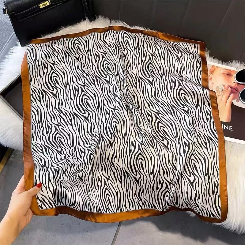 70x70cm Lightweight Cotton Silk Square Scarf With Boho Floral Print Breathable Neck Wrap Women