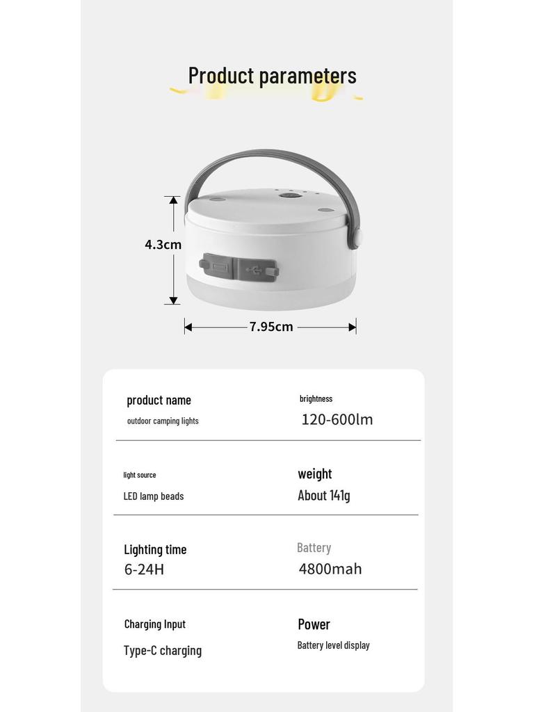 Portable Camping Tent Light with Strong Illumination, Long Battery Life, and Emergency Hanging Feature