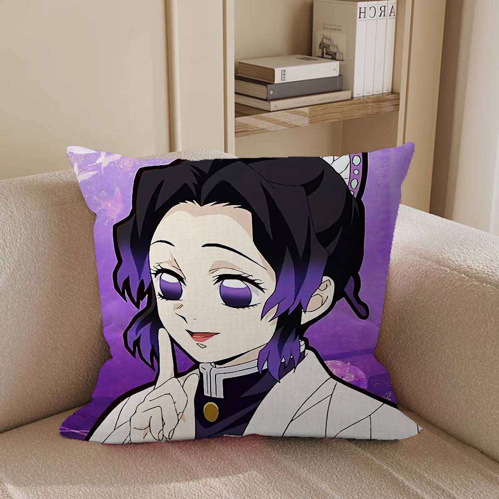 Demon Slayer K-Kochou ShinobuS Pillow Case Removable Washable Cushion Cover – All-Season Soft Linen