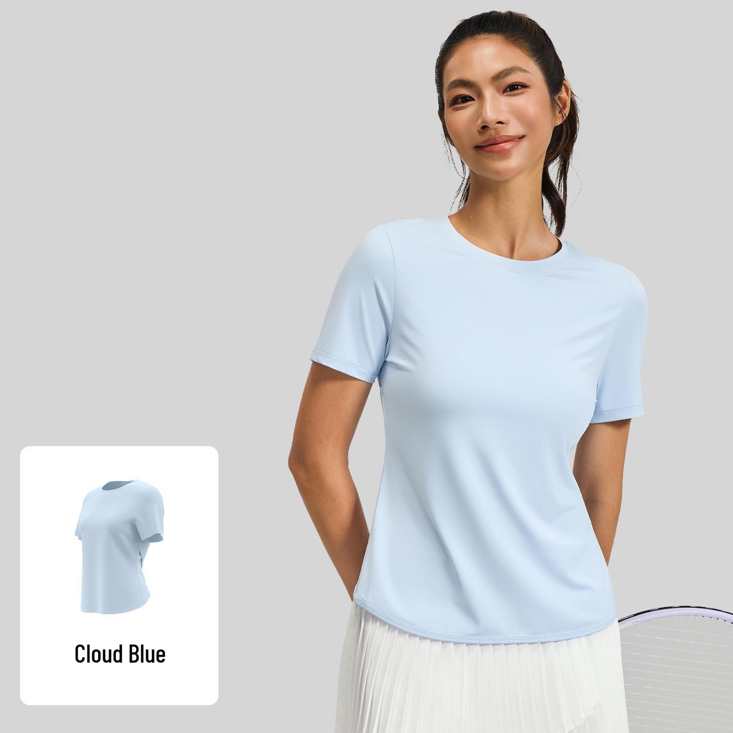 

Breathable Crossback Yoga T-Shirt: Loose, Short-Sleeve, Round Neck Fitness Wear Extra Large