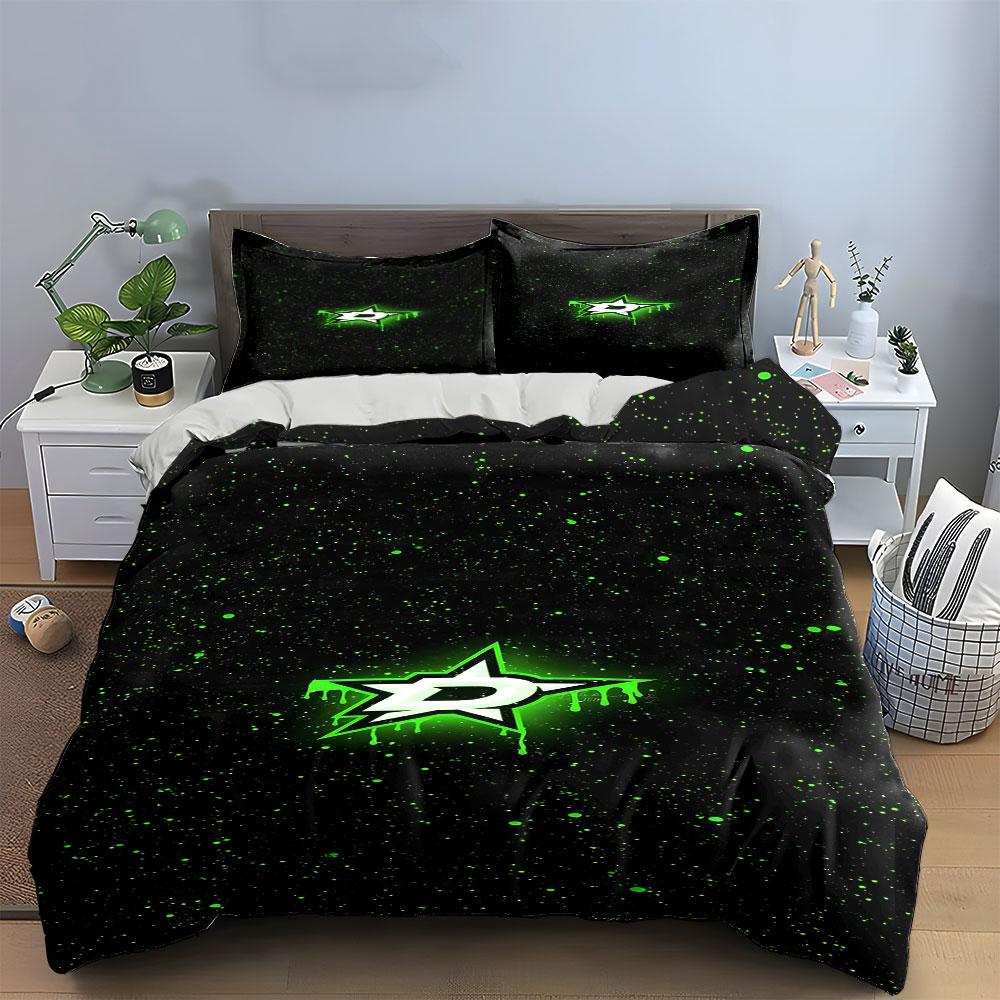 "Green Glowing Star with Dripping Effect" Print Bedding Set Duvet Cover Pillowcases (1* Duvet Cover 2* Pillowcases Do Not Include Comforter)