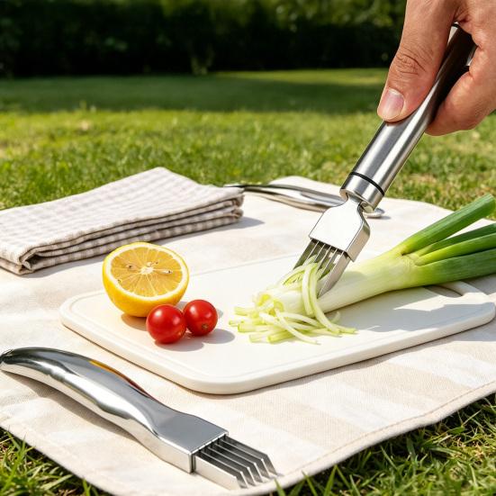 Stainless Steel Green Onion Slicer Multi-Blade Herb Scallion Cutter Shredder with Long Handle Vegetable Chopper Garlic Shredding Tools Kitchen Gadget