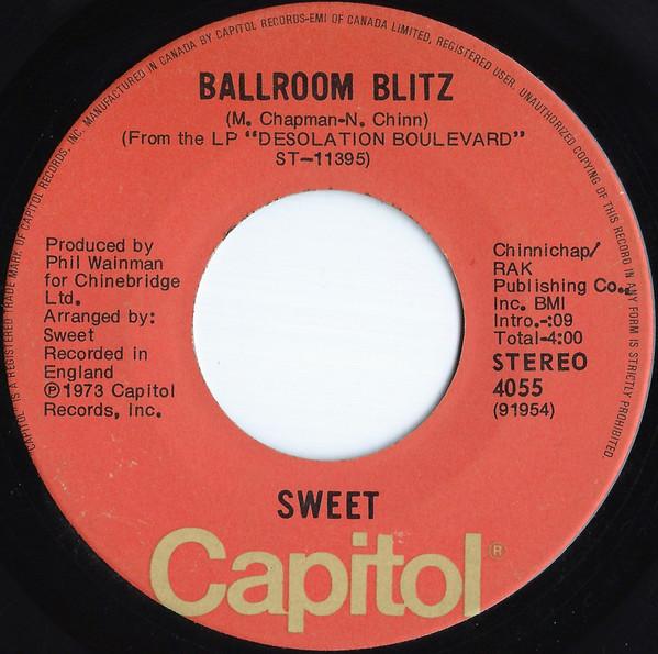

7inch Record SWEET Ballroom Blitz 4055 Capitol Records 1975 Canada Rock Used