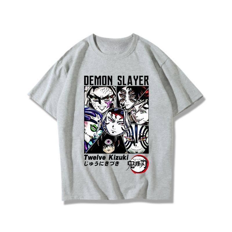 Demon Slayer Twelve Kizuki All Characters Print T Shirt Men Women Casual Short Sleeve O Neck Cotton Tee Tops