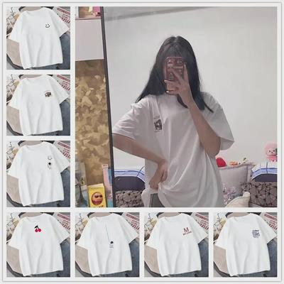 T-shirt ample à manches courtes de style coréen pour femme, col rond, tendance 2022, haut blanc grande taille