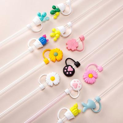 Cartoon Silicone Glass Anti-Dust Straw Plug Bottle Accessories Straws Decorative Cap Anti-Dust Cap