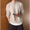 Apricot Retro Polo Collar Men's Sweater - Autumn/Winter Knitwear, Old Money Style Lapel Knit Top